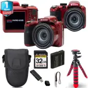 Kodak PIXPRO AZ425 Digital Camera (Red) + Tripod + Case+ 1 Yr Warranty