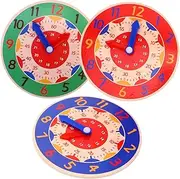ERINGOGO 3pcs Portable Educational Clock Wooden Cognitive Learning for Develop Color Recognition Skills Safe Practical Learning