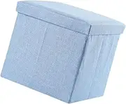 Cabilock Folding Clothes Storage Box Stool High Capacity Square Storage Cube Multifunctional Footstool Sky- Material