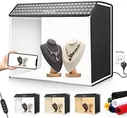 Kcolly PU5064 Folding LED Light Tent Desktop Photo Studio Light Box Portable Cuboid Softbox 672pcs LED Beads 3000K-6500K Dimmable with 6pcs Color Backdrops for Small Product Photography 62.5 * 40 *