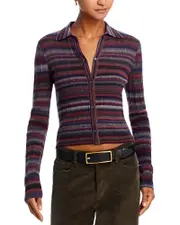 Re/Done Ribbed Polo Cardigan