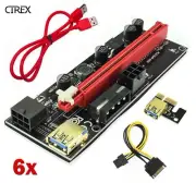 6x VER009S PCI-E Riser Card PCIe 1x to 16x USB 3.0 Data Cable for Bitcoin Mining