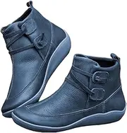 [Lausiuoe] Boots For Women Ankle Booties Flat Heel Western Shoes Ladies Casual Dressy Comfortable Fashion Short Booties