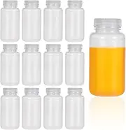 KALIONE 12 Pcs 8oz/ 250ml Plastic Bottles with Caps, Polypropylene Wide Mouth Reagent Bottle, Plastic Sample Bottles, Translucent Liquids Storage Containers for Lab Classroom Home