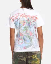 [ED HARDY] Ed Hardy Rising Dragon Vintage T-shirt White - Size 3XL 3XL White