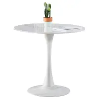 在飛比找momo購物網優惠-【AT HOME】2.7尺白色岩板圓型休閒桌/洽談桌/工作桌