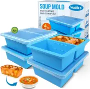 1-Cup Silicone Freezer Molds with Lid, 4 Packs Soup Freezer Ice Cube Tray for Fo