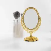 Mirror Plastic Oval Golden Rustic Framed Free Stand Makeup Small Novelty Decor