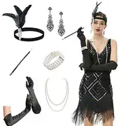 1920s The Great Gatsby Flapper Headband Bead Bracelet Earrings The Great Gatsby Feather Retro Sparkling Glitter Women's Carnival Valentine's Day Masquerade Par