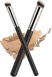 Ksvsonrvi Concealer Brush Set, 2 PCS Medium + Small Size Set Under Eye Angled Head Kabuki Nose Contour Brush for Concealing Blending Setting Buffing