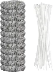 Lint Traps for Washing Machine Hose Stainless Steel Lint Snare Traps Laundry Mesh Washer Hose Filter 12 Pieces with 12 Pcs Cable Ties