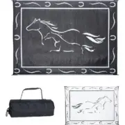 Mg Innovative Gh8111 Galloping Horses Mats Black/White 8' X 11' Carrying Bag