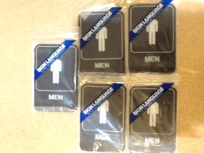 LOT OF 5 NEW AMERICRAFT MEN RESTROOM SIGN WITH BRAILLE BLACK TACTILE 3D