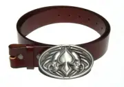 Casino Skulls Ace Spades Removable Belt Buckle Solid Classic Brown Leather Belt