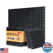 AUSLET 6 Pack Sound Proof Foam 12" x 12" x 2" High Density Acoustic Panels Fi