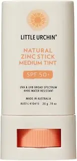 LITTLE URCHIN Natural Zinc Stick, Medium Tint, SPF50 20g | Mineral Sunscreen, Vegan, Reef Safe, 4HRS Water Resistant, Natural Face Glow