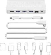 Twelve South StayGo | USB-C Hub for Type C MacBooks, iMac M1, Laptops and iPad Pro with Included 1 Meter Desktop Cable + stowable Travel Cable for Home, Office and Travel (White)