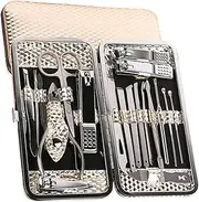 Nail Clippers Nail kit Manicure Set, 19/10/7Pcs Stainless Steel Professional Scissor Travel Suit with Box Toe Trimmer Manicure Cutter Kit Nail Tools(19pcs Upgrade Gold)