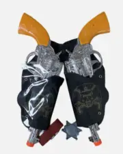 # Set of 2 Cowboy Guns in Holsters With Belt And Sheriff Badge Costume Set