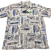 NEW Medium Quicksilver Waterman Long Boards Button Down Shirt Comfort Fit