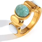 [Tomovely] Vintage Ring Rings for Women 18K Gold Plated Dainty Emerald Rings Oval Cut Diamond Women's Snowflake Diamond Ring Adjustable 6 9