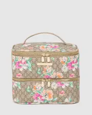 Floral Monogram Summer Double Cosmetic Case