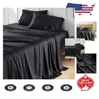 Luxurious Twin XL Sheet Set - Black Bamboo Rayon, Deep Pocket, Machine Washable