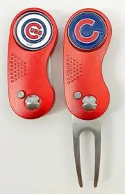 GOLF SWITCHBLADE Chicago Cubs DIVOT REPAIR TOOL + Ballmarker Red