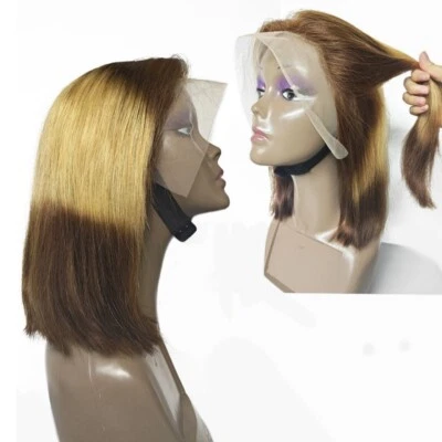 10A Human Hair 4/27/4 Color Bob With 13*4 Lace Frontal Brazilian Hair Wig