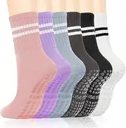 [Meunmro] Yoga Socks 6 Pairs for Women, Pilates Grip Socks, Non-Slip Socks for Yoga Pilates Ballet Dance Fitness, One Size