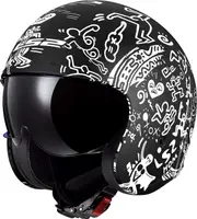 LS2 OF599 Spitfire II Tribal, open face helmet , color: Matt Black/White , size: XXL