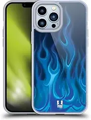Head Case Designs Blue Blaze Hot Rod Flames Gel Case [Military Grade Protection] Compatible with Apple iPhone 13 Pro Max