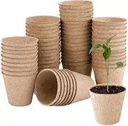 50Pcs 3 Inch Biodegradable Seed Starter Pots Paper Pulp Nursery Pots for Easy Transplanting, Planting Seeds