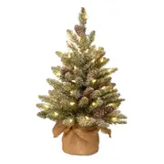 Catzon Artificial Mini Christmas Tree with LED Light and Cloth Bag Base
