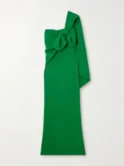 [BERNADETTE] BERNADETTE - Maria Layered Bow-detailed Cady Gown - Emerald - FR 36 FR 36 Green