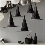 5 件裝萬聖節女巫帽男女通用黑色帽子成人兒童萬聖節派對用品角色扮演服裝道具裝飾品巫師帽
