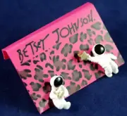 Betsey Johnson Astronaut Spaceman Mismatch Gold Star Drop Earrings Free Gift Bag