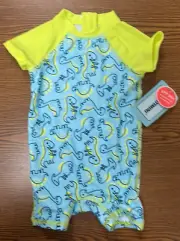 Floatmini Dino Scuba Suit in Light Blue- baby bathing suit- size 9 months