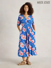 White Stuff Blue Hazel Bias Cut Dress (H27433) | $173