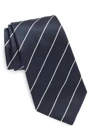 Ralph Lauren Purple Label Stripe Silk Tie in Dark Navy at Nordstrom One Size