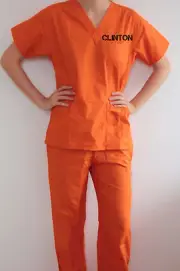 Funny Hillary CLINTON INMATE Convict Outfit Halloween Costume Cosplay political