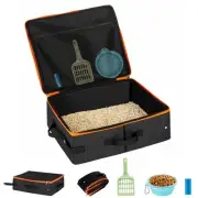 Cat Enclosed Travel Litter Box Kit with Lid Odorless Dustless, Lightweight Ca...