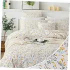 Duvet Cover Floral Comforters Cover Set 100% Cotton French Queen Yellow