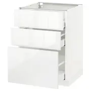 METOD base cabinet with 3 drawers, white Maximera/Ringhult white, 60x60x80 cm