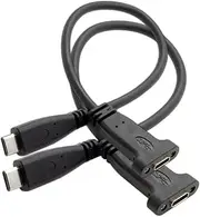 2 Pack USB C Extension Cable USB 3.1 Gen 2 10Gbps Male to Female Fast Charging Data Transfer Extension Cable with Panel Mount Hole 0.2M