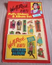 1984 Wolf Rock TV Puffy Stickers & Album Set MIP Unopened Rare DIC Wolfman Jack