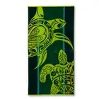 Colormate Green Stripes & Turtles Jacquard Beach Towel, 34"x64"