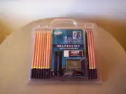 NEW Pro Art 18 Pc Drawing & Sketching Set 11 Pencil Eraser Charcoal