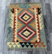 Hand Knotted Kilim Wool Rug, Bohemian Rug,Kuchi Rugs, 82 CM X 62 CM( KAS#715)