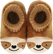 [Splosh] Baby Brown Sloth Summer Slippers – Brown baby slippers with a stylish sloth design to keep them comfy in soft, lightweight baby socks. Machine washable non slip socks for baby boy.